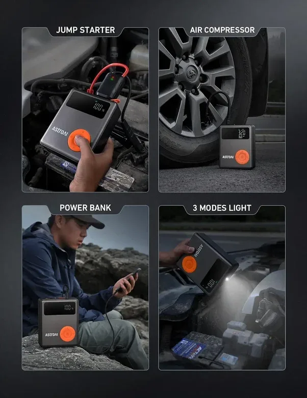 منفاخ إطارات محمول AstroAI  مع مشغل متعدد الاستخدامات AstroAI Portable Car Jump Starter (صورة 7)