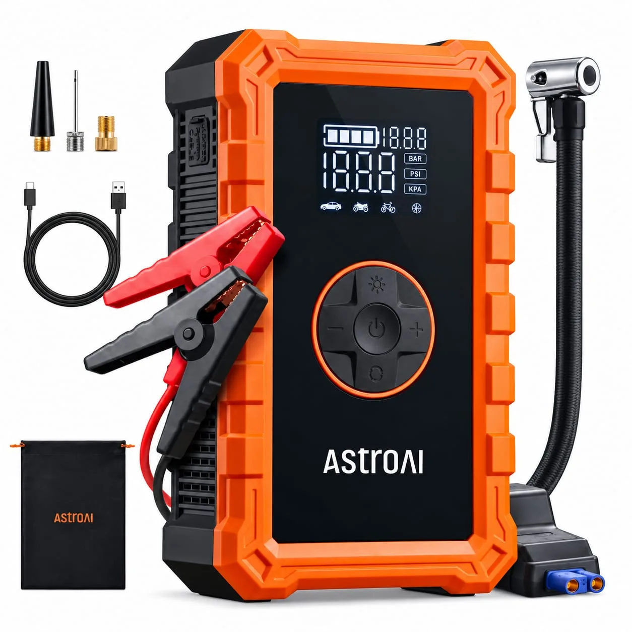 بطارية طوارئ + منفاخ هواء AstroAI S8 Air ‏12 فولت (3000 أمبير / 150 PSI) (صورة 1)