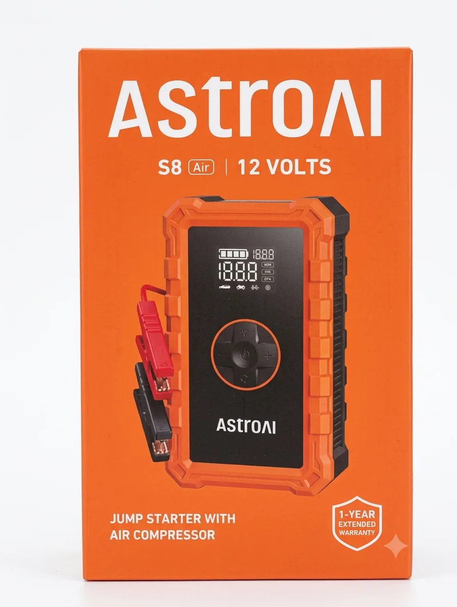 بطارية طوارئ + منفاخ هواء AstroAI S8 Air ‏12 فولت (3000 أمبير / 150 PSI) (صورة 8)