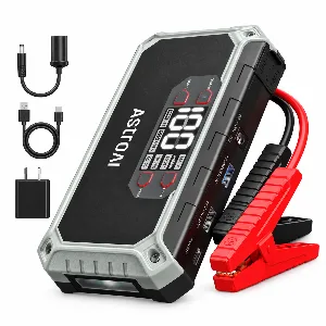 جهاز تشغيل بطارية السيارة AstroAI ‏8 في 1، 2000 أمبير، 12 فولت مع شاشة LEDAstroAI AHET118GY 8-in-1 Jump Starter 2000A