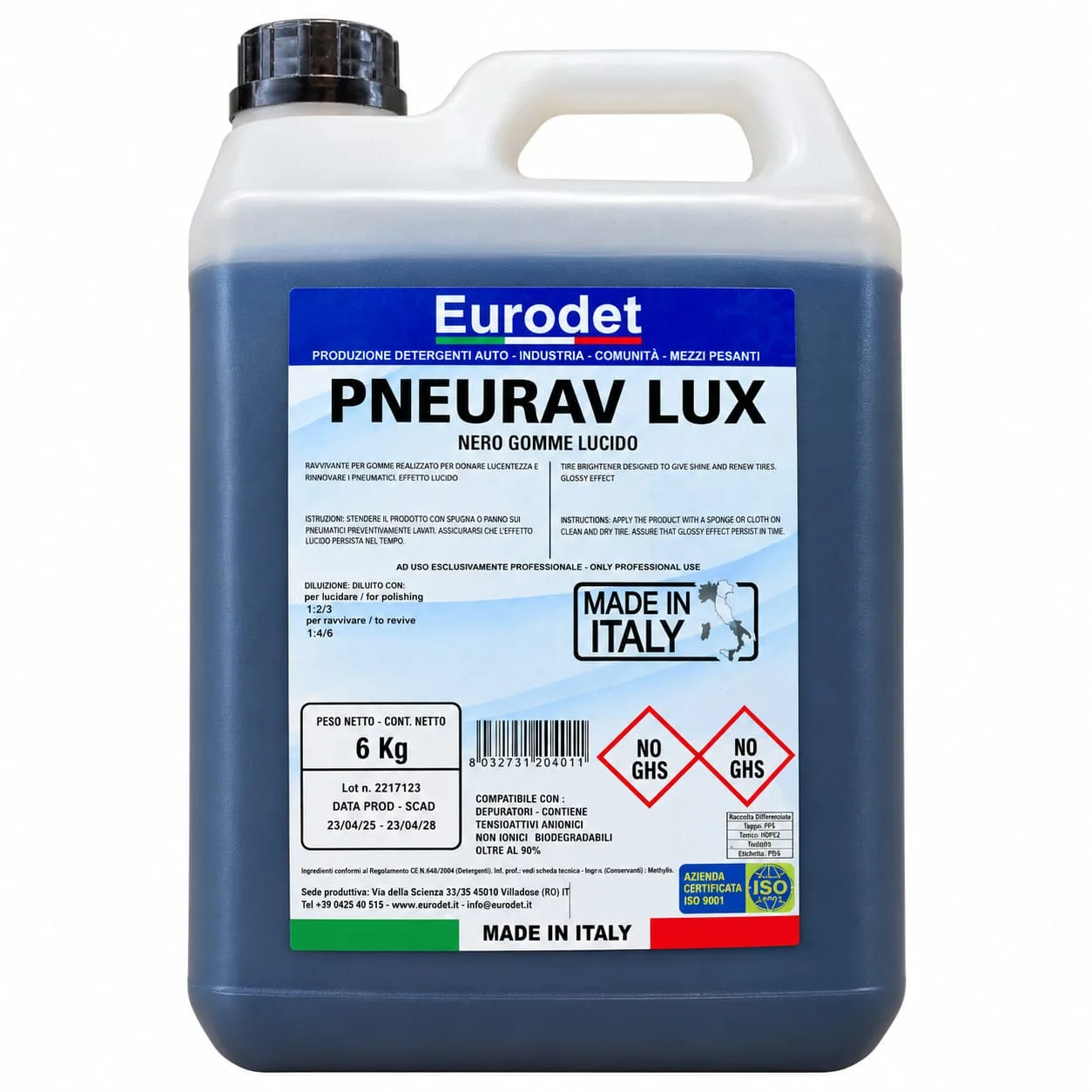 نيوراف لوكس – ملمع تايرات أسود Pneurav Lux — Nero Gomme Lucido — 6 لتر