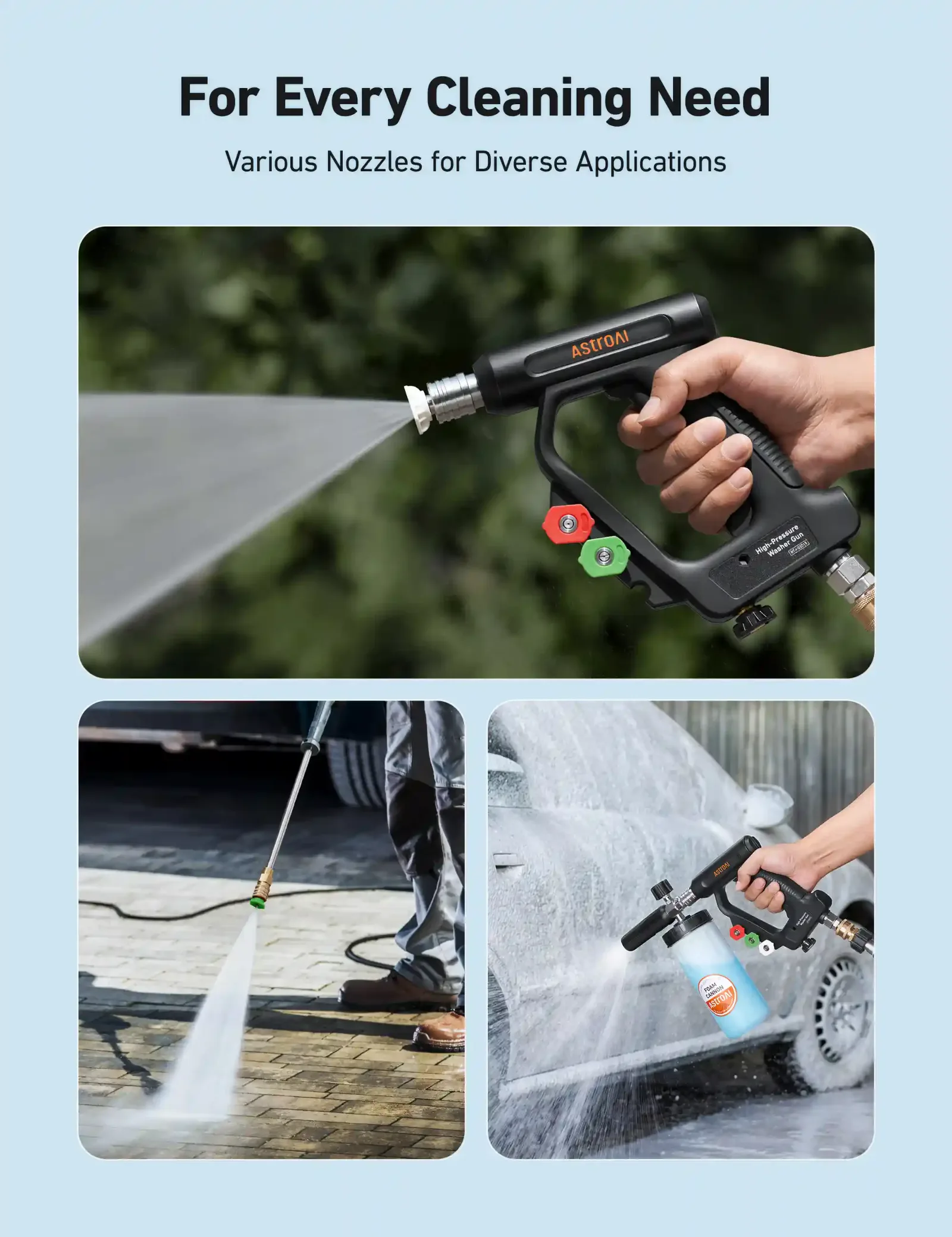 أستروإي – مسدس غسيل ضغط عالٍ ٤٠٦٠ psi  AstroAI RT-HG5015 High Pressure Washer Gun (صورة 6)