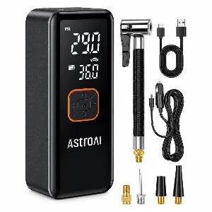 منفاخ إطارات شحن AstroAI  ببطارية 6600 مللي أمبير - 150 PSI Tire Inflator Portable Air Compressor
