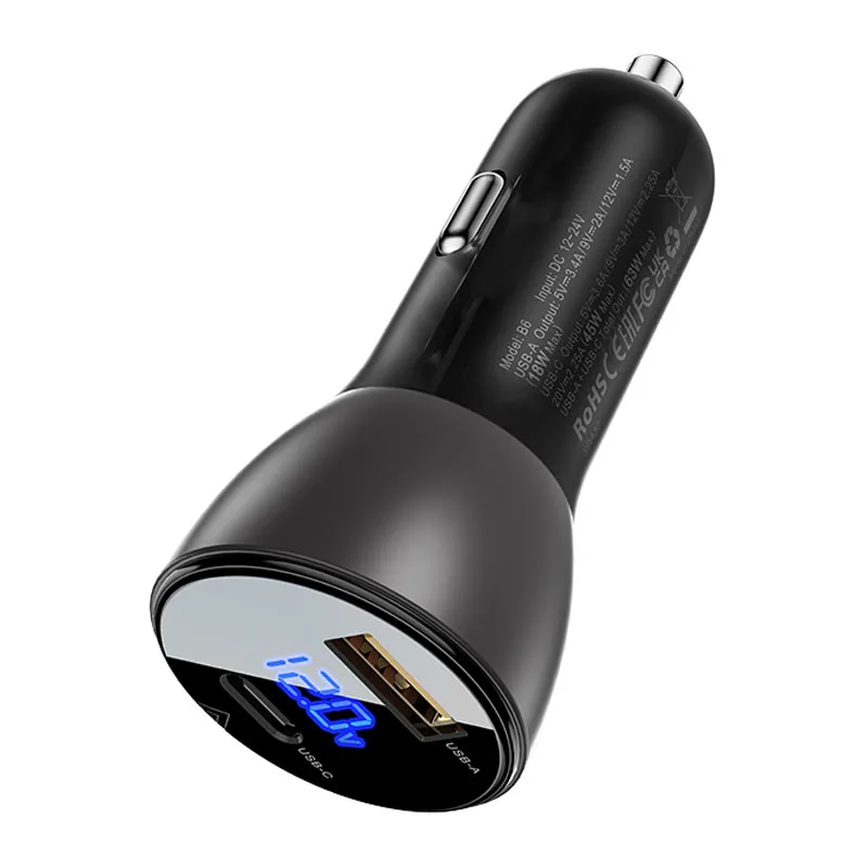 شاحن سيارة بقوة 63w Fast Charge Car Charger B6 63W (صورة 2)