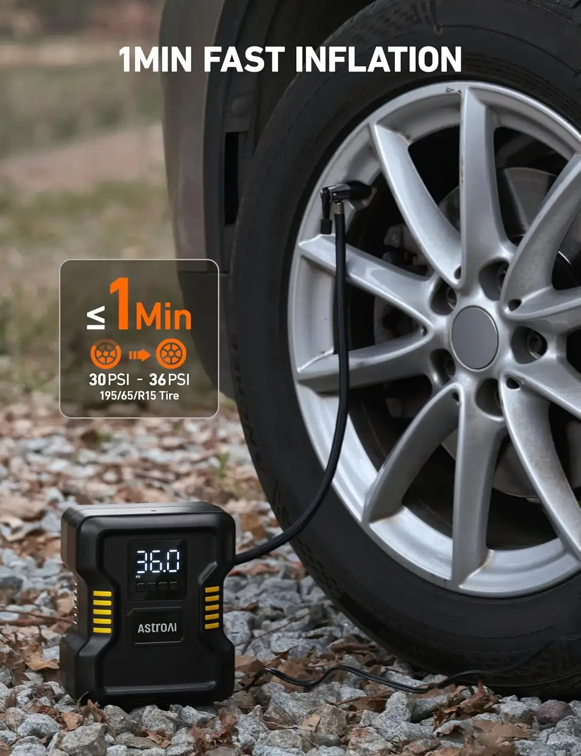 منفاخ إطارات محمول  AstroAI Portable Car Air Pump (صورة 2)