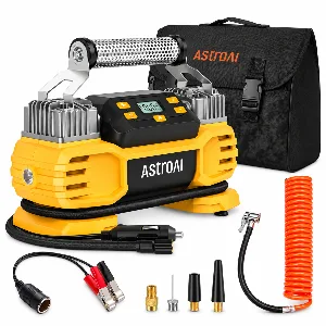 منفاخ هواء محمول AstroAI لنفخ إطارات السيارات – شاشة رقمية – محركان – 12V AstroAI Portable Air Compressor & Tire Inflator