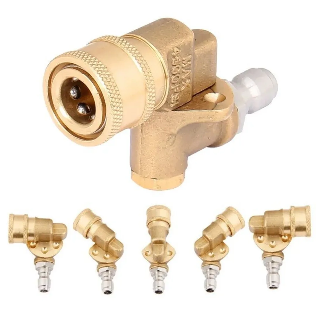 تحويلىة سريعة نحاسية بزاوية 90° لغسيل الضغط العالي نوزل لعابة – 90° Brass Quick Connect Adapter (صورة 2)